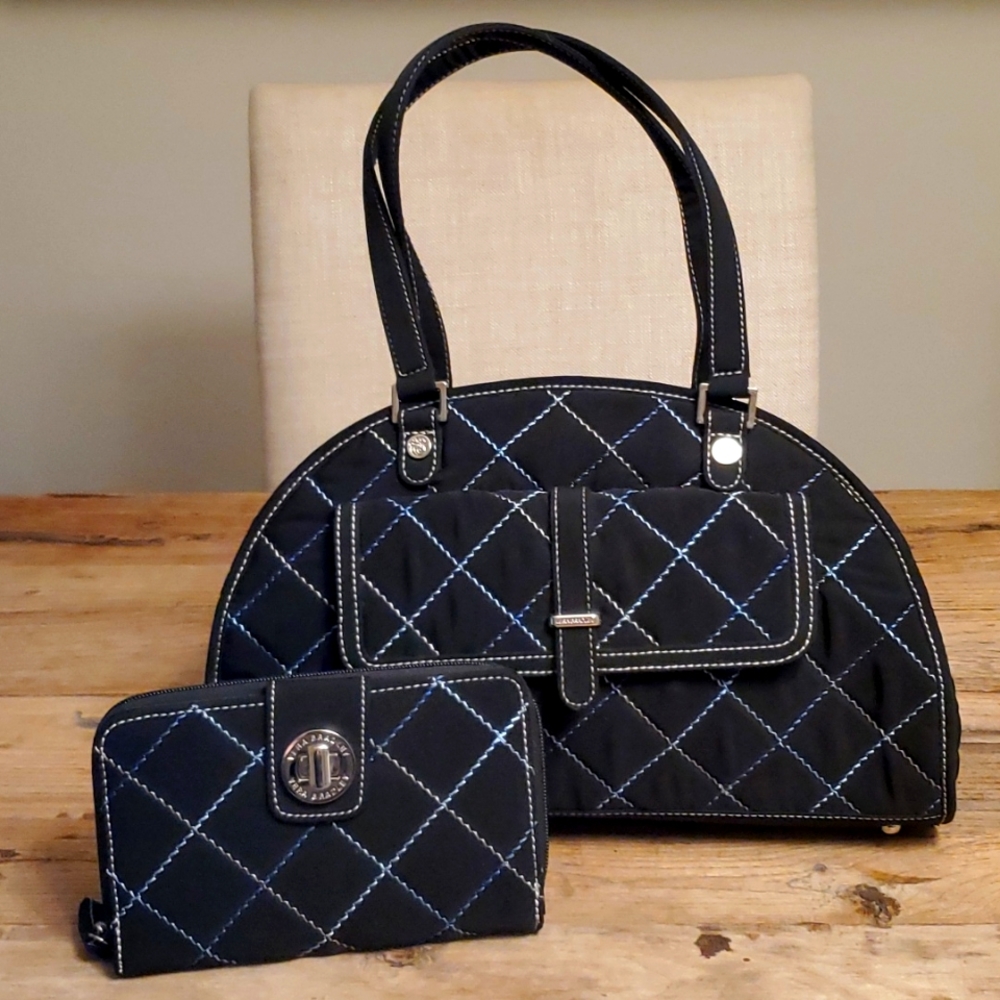 Vera Bradley Sausalito handbag and turnlock wallet set in black